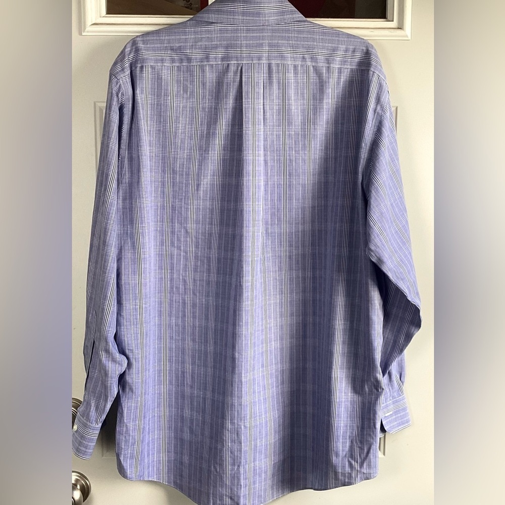 Brooks Brothers Mens Dress Shirt 16.5 34 Classic Plaid Purple Supima Cotton - Picture 5 of 8